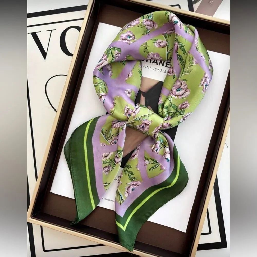 Floral Green and Purple Scarf S8